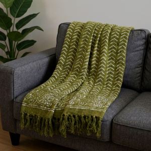 Manta de Algodón Orgánico Estampada a Mano para Cama, Sofá y Decoración de Sala de Estar - Textil Ecológico para el Hogar para Todas las Estaciones - Product Image 3