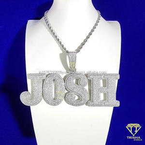 Pendentif personnalisé avec initiales « JR », diamant moissanite, chaîne hip-hop, bijoux tendance, cadeau pour homme et femme - Product Image 2