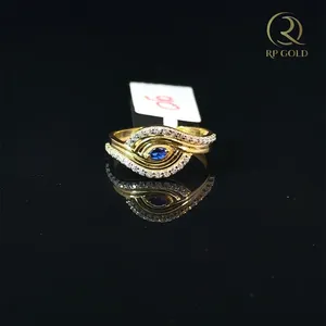 Elegant 24K <b>Gold</b> <b>Cocktail</b> <b>Ring</b> Natural Stone Eye Design Diamond Studded Luxury Jewelry Women Wedding/Party/Anniversary - Product Image 3