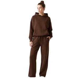 Women Tracksuit <b>Set</b> Hooded Full Sleeve Drawstring Pants Printed Comfortable Breathable Casual Regular Fit Autumn Wear - Product Image 2