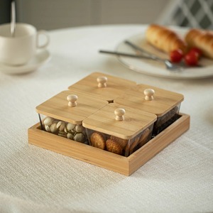 Handmade wooden <b>storage</b> <b>jar</b> with tray Dry Fruit Container Box Standard Designing Round Shape <b>Kitchen</b> Organizer <b>for</b> Beans spices - Product Image 4