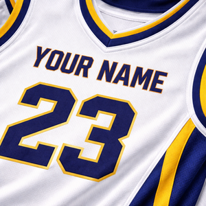 ชุดบาสเก็ตบอลแบบกำหนดเองสำหรับทีมและลีก แห้งเร็ว ระบายอากาศได้ดี ผ้าโพลีเอสเตอร์ 100% ปักชื่อและหมายเลขผู้เล่นตามสั่ง - Product Image 3