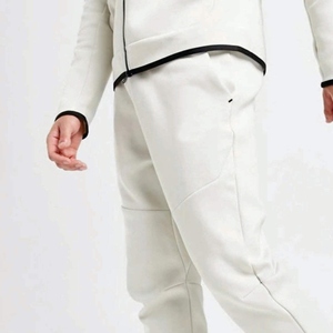 Plus Size Design 69% Cotton 31% <b>Polyester</b> White Unisex Tech Fleece Breathable Streetwear Full Zip Hoodie <b>Joggers</b> Sweatpants - Product Image 3