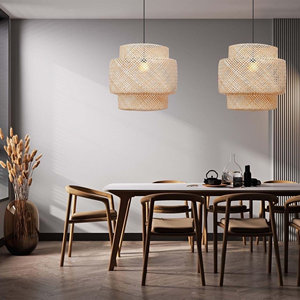 High Quality Pendant Light Bamboo Light Fixture Rattan Pendant Light Bamboo Lampshade Handmade <b>Wicker</b> Lampshade Supplier - Product Image 3