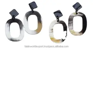 Ensemble de boucles d'oreilles pendantes artisanales en corne de buffle carrée, style moderne vintage, artisanat naturel unique, pour mariage, Falak World Export - Product Image 6
