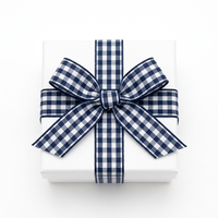 Ruban Grosgrain à Carreaux Blancs et Bleus Marine Personnalisé 15MM 100% Polyester Anti-rétrécissement de Neelkamal Industries – Vente en Gros pour Cadeaux