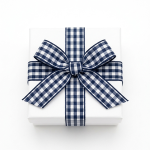 Ruban gros-grain à carreaux bleu marine et blanc de 15 mm de Neelkamal Industries, vente en gros pour la décoration de table, l'emballage de cadeaux et les nœuds - Product Image 3