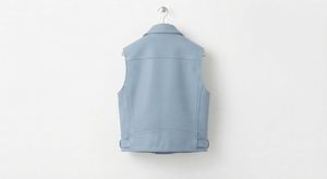 Men's Casual Winter Genuine <b>Leather</b> <b>Biker</b> <b>Vest</b> Turn-down Collar Zipper Closure Sleeveless Outerwear Belted Waistcoat - Product Image 3