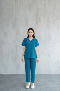 Ensemble d'uniformes médicaux en coton personnalisés unisexes avec tissu extensible, poche brodée sur la poitrine, tailles 3XL/XS pour infirmières et personnel de salon - Product Image 3