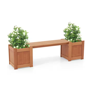 Eco-Friendly Acacia Wood Planter Box With Bench, Natural Raised Garden Bed For Vegetables, Flowers, Herbs Wholesale From Vietnam - Product Image 5