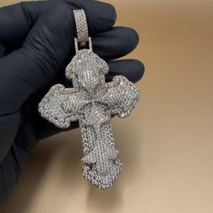 Pendentif croix en diamant Moissanite VVS, pendentif en argent 925, pendentif Hip Hop, pendentif religieux, bijoux chrétiens pour cadeaux - Product Image 1