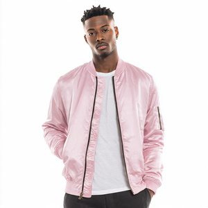 เสื้อแจ็คเก็ตซาตินแบบมีซิป แจ็คเก็ตผ้าไหมลำลองสำหรับผู้ชาย มีกระเป๋าที่แขน เสื้อแจ็คเก็ตซาตินคอกลมสำหรับผู้ชาย เสื้อแจ็คเก็ตผ้าไหมซาตินสำหรับผู้ชาย - Product Image 1