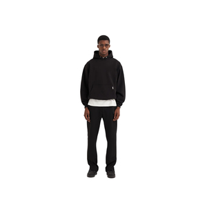 Custom Black Hoodie Heavyweight Cotton Oversized Drop Shoulder <b>Pullover</b> <b>Men</b> Plain Streetwear Blank Fleece - Product Image 1