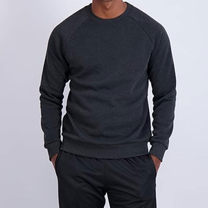 Men's Crew Neck Raglan Sleeve Pullover Sweatshirt Solid Color Casual Knitted Cotton Regular Fit Autumn Wear - Product Image 4