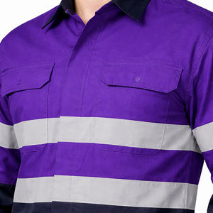 Camisa de Trabajo de Seguridad Reflectante de Manga Larga, Uniforme Industrial de Construcción, Protección Resistente, Algodón Antiestático y Transpirable - Product Image 6