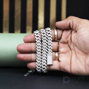 Cadena Cubana Miami de 16 mm en Plata de Ley 925 con Diamantes Cultivados en Laboratorio, Joyería Hip Hop de Moda, Regalo Unisex para Todos los Amantes de la Cultura Cubana - Product Image 3