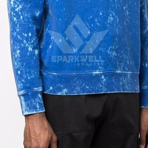 <b>Men's</b> <b>Tie</b>-Dye Hooded Sweatshirt Raglan Sleeve 100% Cotton Knitted Casual Regular Fit <b>Blue</b> Autumn Wear - Product Image 4