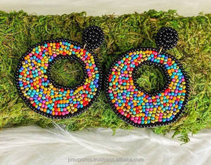 Pendientes de Aro con Cuentas de Semillas de Hojas Tropicales, Lindos, Ligeros, Tamaño Personalizado, Joyería de Diseño Bohemio para Vacaciones de Verano, Venta al por Mayor - Product Image 5