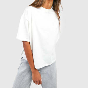 Custom Logo <b>White</b> Bamboo Cotton Fiber Women's <b>Tee</b> Shirt Loose Fit Unisex Half Sleeve Blank T-Shirt Casual Tops - Product Image 2