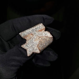 Anillo de Diamantes Hip Hop Personalizado con Nombre, Plata de Ley 925, Certificado GRA, Engaste de Garras, para Boda, Fiesta, Compromiso, Aniversario - Product Image 1