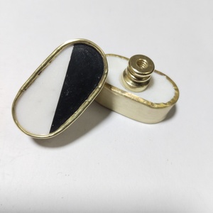 White Natural Oval Marble Door Knob Brass Frame Adjustable Cabinet Pulls Handles Furniture Hardware for <b>Wardrobe</b> Dresser Drawer - Product Image 5
