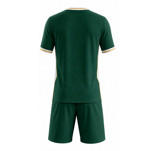 Maillot de football vert personnalisable pour homme, manches courtes, col en V, polyester anti-humidité, uniforme respirant anti-UV toutes saisons - Product Image 3