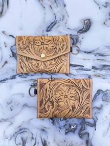 Cuir véritable usiné à la main sculpture élégant à la main porte-monnaie à la main usiné à la main sculpture portefeuille en cuir - Product Image 2