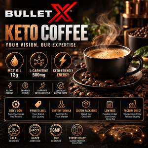 กาแฟคีโตสำเร็จรูป MCT พลังงานสูง น้ำตาลต่ำ ควบคุมน้ำหนัก กาแฟพร้อมชงสำเร็จรูป รับผลิตแบบ OEM แบรนด์ส่วนตัว มาเลเซีย - Product Image 1