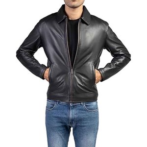 Chaqueta de Cuero para Hombre, Chaqueta de Motociclista de Cuero Vacuno Genuino, Abrigo Informal de Invierno, Fabricante OEM Personalizado - Product Image 3