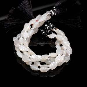 Cuentas de Piedra Lunar Blanca Natural en Forma de Hoja, Talladas a Mano, de 11-12 mm, 8 Pulgadas, para Fabricación de Joyas, Tallados de Piedras Preciosas de Piedra Lunar - Product Image 4
