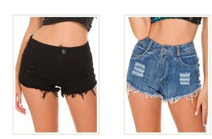 Nuevos shorts casuales de lana elásticos y transpirables de cintura media para mujer, estilo sexy, con efecto rasgado. - Product Image 2