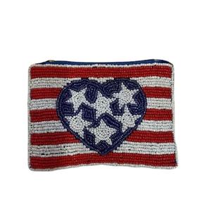 Bolsa de Mano Pequeña con Cremallera, Hecha a Mano en Estados Unidos, con Cuentas, Diseño de Corazón y Estrella, con Bordado y un Diseño Exclusivo y Adorable, Nuevo Diseño de la India - Product Image 1