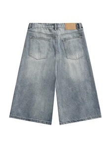 Shorts en jean délavé de qualité supérieure, design et impression OEM, style streetwear tendance - Product Image 2