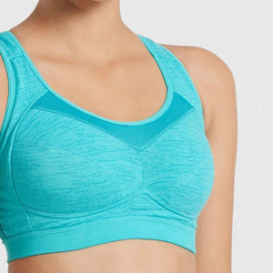 Women's Turquoise Scoop Neck <b>Racerback</b> Sports <b>Bra</b> Medium Support Yoga Wear Breathable Spandex Polyester Mesh Detail - Product Image 5