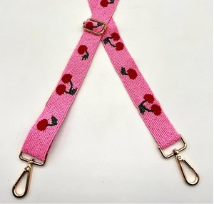Correa de bolso con bordado de cerezas y cuentas, estilo bohemio, desmontable, para bolso de mano, tote o bandolera, accesorio chic para bolso. - Product Image 1