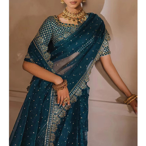 Nouvelle Collection Été : Saree de Mariée Florale Tendance de Haute Qualité pour Femme, Sans Plis, Réversible, Idéal pour les Fêtes – Meilleures Ventes - Product Image 4