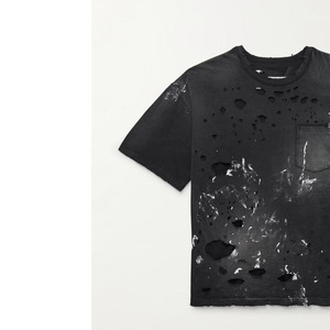 Oversized Sunfaded Distressed T Shirt Vintage Washed Tee Ripped Hem Grunge Streetwear Custom Logo Unisex Casual Premium Quality - Product Image 2