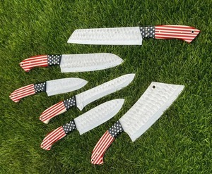 Juego de Cuchillos de Chef Hechos a Mano, 5 Piezas, Edición Especial Día de la Independencia, Mango con Bandera de EE. UU., Hoja de Acero Inoxidable para Uso en la Cocina, Regalo para el Día de la Madre - Product Image 6