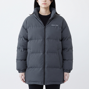 Chaqueta Larga Acolchada para Mujer Hawk Eye, Cuello Alto, Manga Larga, Abrigo de Invierno con Cierre de Cremallera, Color Sólido - Product Image 1