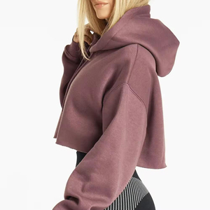 Sudadera con Capucha Corta para Mujer, Estilo 2026, 100% Algodón, Cuello Redondo, Transpirable, Manga Larga, Informal - Product Image 3