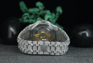 Montre à quartz octogonale de luxe pour homme, sertie de pierres |   Montre-bracelet Hip Hop en acier inoxydable sertie de diamants, vente en gros - Product Image 6