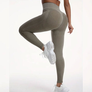 Leggings de sport pour femmes à taille élastique, prix de gros, logo personnalisé, pour yoga et gym, collants de compression - Product Image 6
