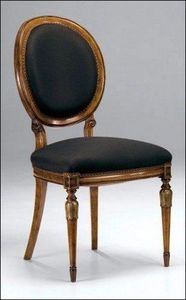 Traditional Upholstered Dining <b>Chair</b> With Wood Legs Black Leather Seat Antique Design Style Home Furniture - Product Image 2