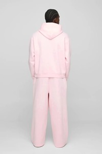 Conjunto de Sudadera con Capucha Rosa y Pantalones Jogger para Hombre, Casual, Estampado, de Felpa, Tejido, Invierno, 100% Algodón, Ecológico, Color Sólido, con Cordón - Product Image 5