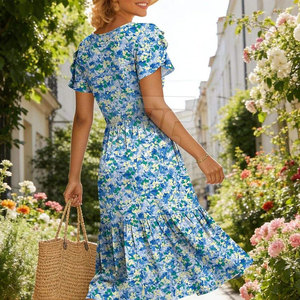 Robe de plage d'été tropicale pour femme, imprimée, coupe ample, légère, style décontracté, idéale pour les vacances. - Product Image 5
