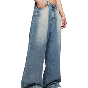 Pantalon de travail extérieur robuste en denim de coton, coupe droite, taille haute, respirant, avec coutures durables, qualité supérieure, personnalisable, vente en gros - Product Image 1
