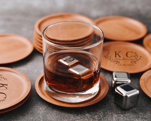 Wholesale ILAHI's Eco-Friendly Brown Square Wooden Coaster Classic Design Tabletop Protective Accessory Customizable Size Home - Product Image 2