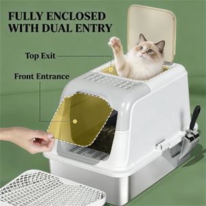 Lettiera per Gatti in Acciaio Inossidabile, Contenitore Moderno per l'Igiene Felina - Product Image 4