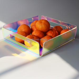 Nóng cong Pinch góc vuông <span class=keywords><strong>Acrylic</strong></span> khay: Bắc Âu tùy chỉnh hiện đại óng ánh cầu vồng đầy màu sắc <span class=keywords><strong>plexiglass</strong></span> <span class=keywords><strong>Acrylic</strong></span> khay trái cây - Product Image 1