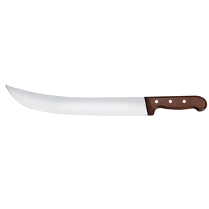 Cuchillo de carnicero de madera de 36 cm con hoja curva afilada de acero inoxidable y mango de madera marrón remachado para cortar carne en cocina - Product Image 3